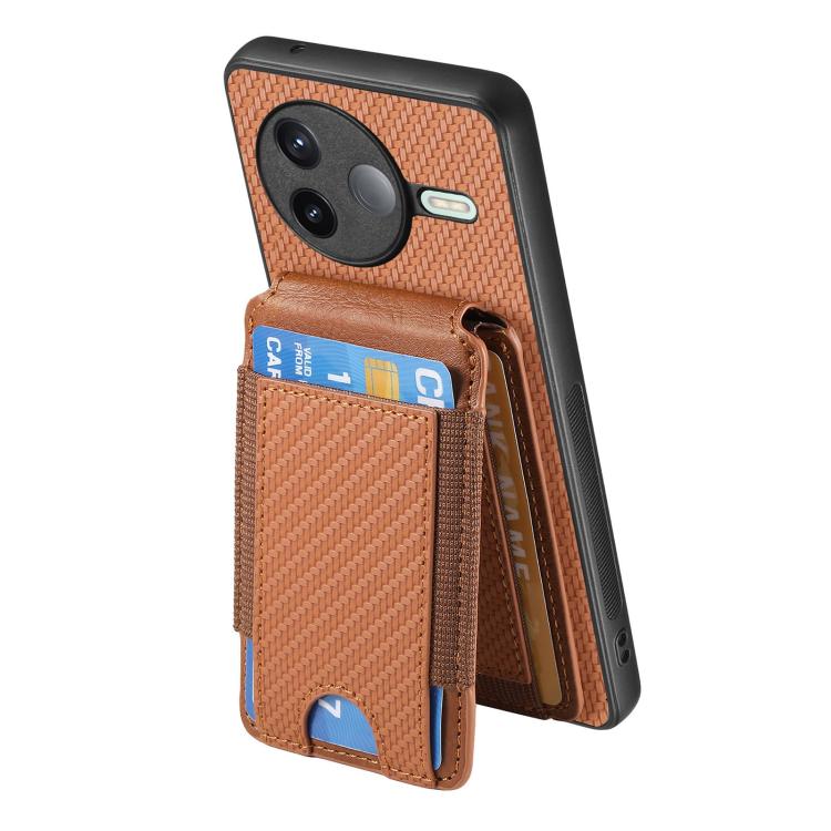 For Redmi K80 / Poco F7 Pro Carbon Fiber Vertical Flip Wallet Stand Phone Case