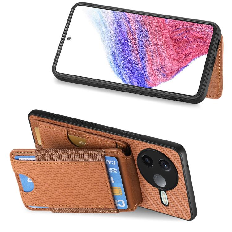 For Redmi K80 / Poco F7 Pro Carbon Fiber Vertical Flip Wallet Stand Phone Case