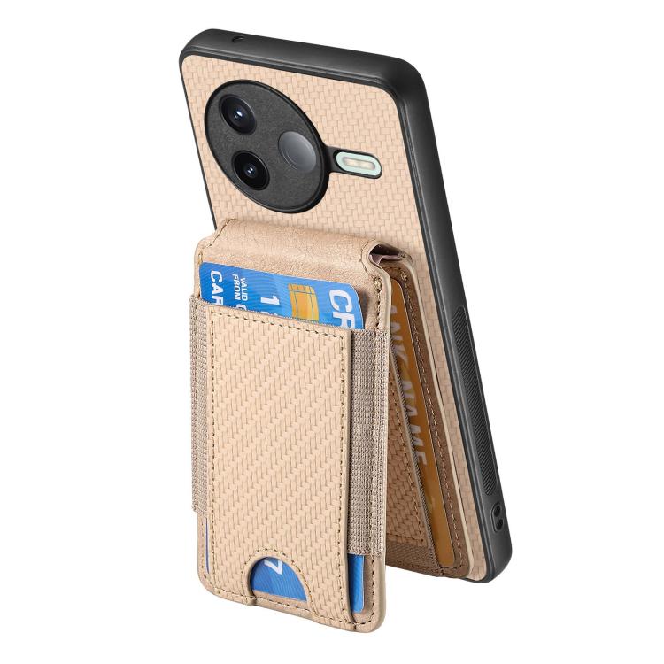 For Redmi K80 / Poco F7 Pro Carbon Fiber Vertical Flip Wallet Stand Phone Case