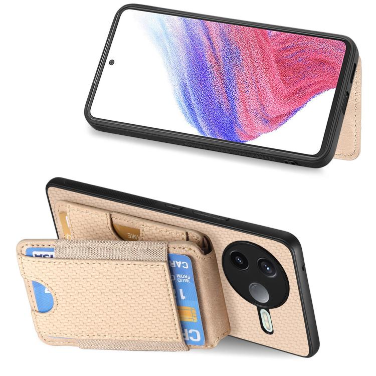For Redmi K80 / Poco F7 Pro Carbon Fiber Vertical Flip Wallet Stand Phone Case