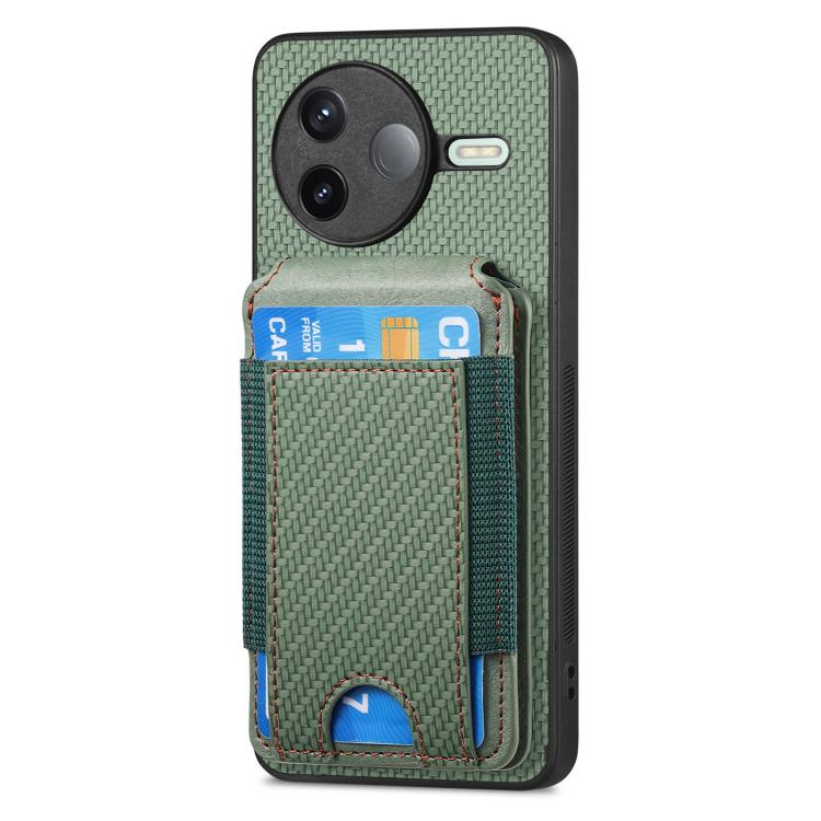 For Redmi K80 / Poco F7 Pro Carbon Fiber Vertical Flip Wallet Stand Phone Case