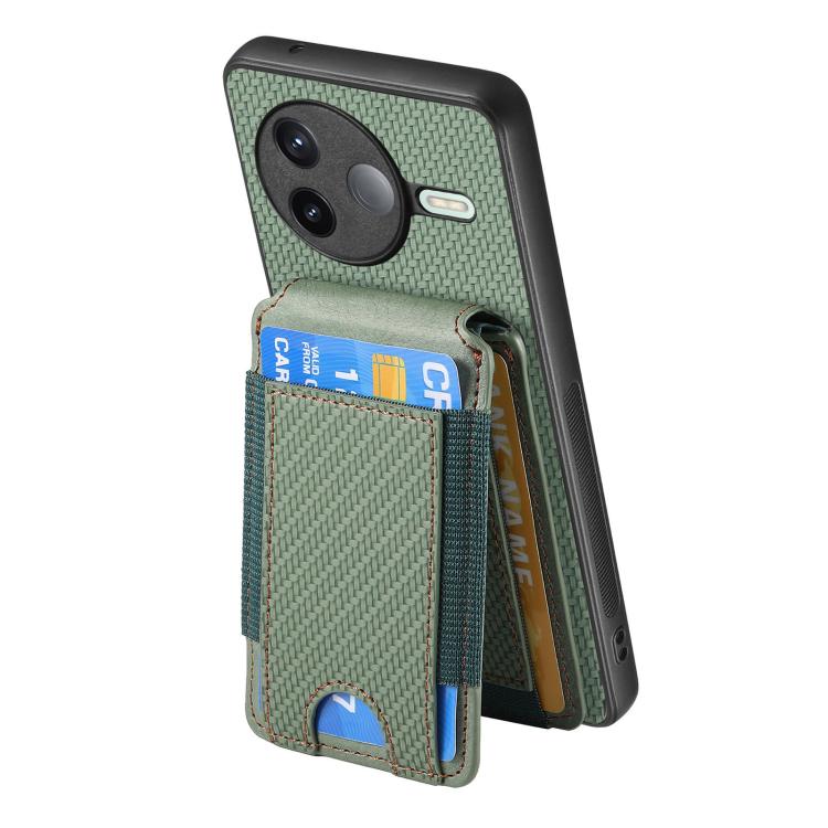 For Redmi K80 / Poco F7 Pro Carbon Fiber Vertical Flip Wallet Stand Phone Case