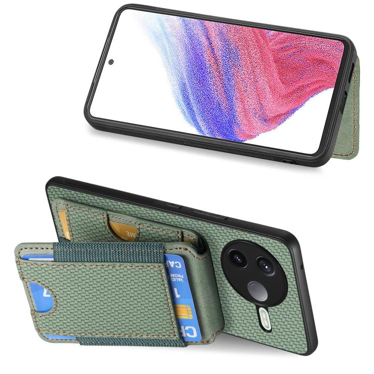 For Redmi K80 / Poco F7 Pro Carbon Fiber Vertical Flip Wallet Stand Phone Case