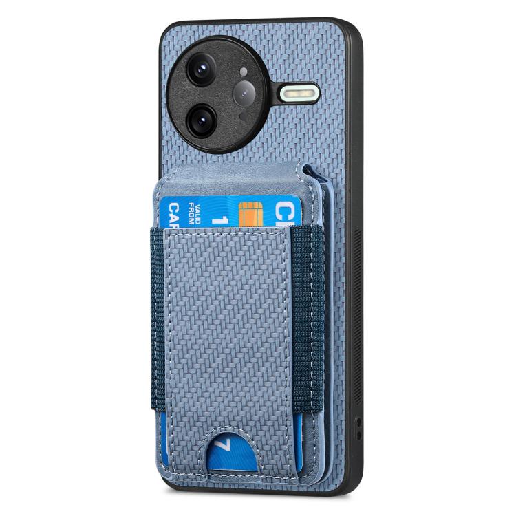 For Redmi K80 Pro / Poco F7 Ultra Carbon Fiber Vertical Flip Wallet Stand Phone Case