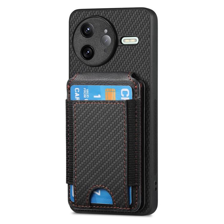 For Redmi K80 Pro / Poco F7 Ultra Carbon Fiber Vertical Flip Wallet Stand Phone Case