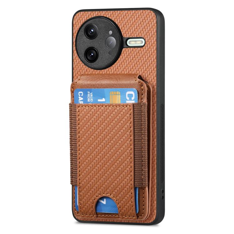 For Redmi K80 Pro / Poco F7 Ultra Carbon Fiber Vertical Flip Wallet Stand Phone Case
