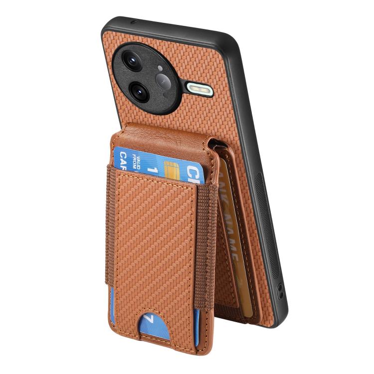 For Redmi K80 Pro / Poco F7 Ultra Carbon Fiber Vertical Flip Wallet Stand Phone Case