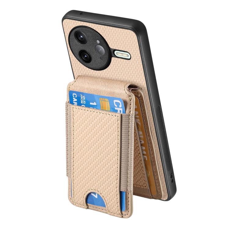 For Redmi K80 Pro / Poco F7 Ultra Carbon Fiber Vertical Flip Wallet Stand Phone Case