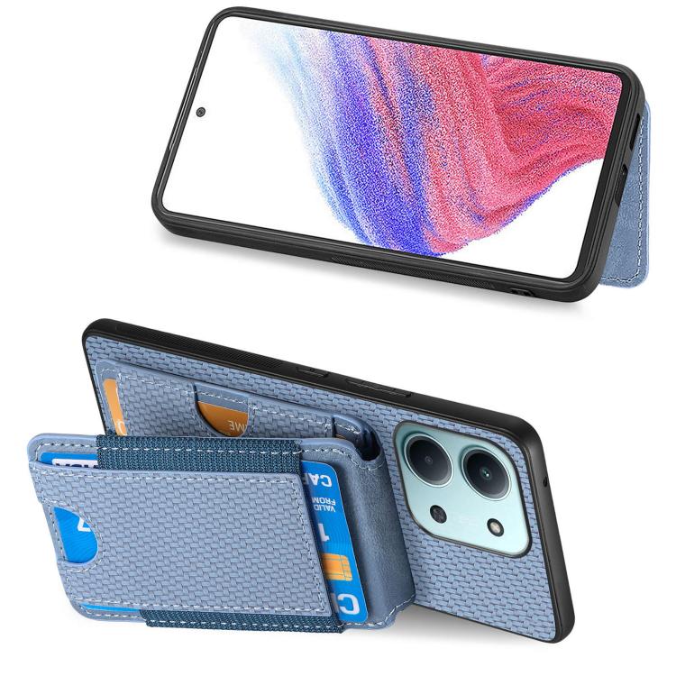 For Redmi 15C 5G / 4G Glodal 171mm Carbon Fiber Vertical Flip Wallet Stand Phone Case