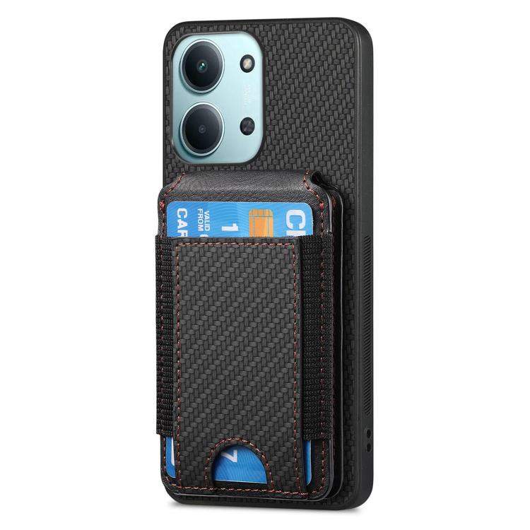 For Redmi 15C 5G / 4G Glodal 171mm Carbon Fiber Vertical Flip Wallet Stand Phone Case