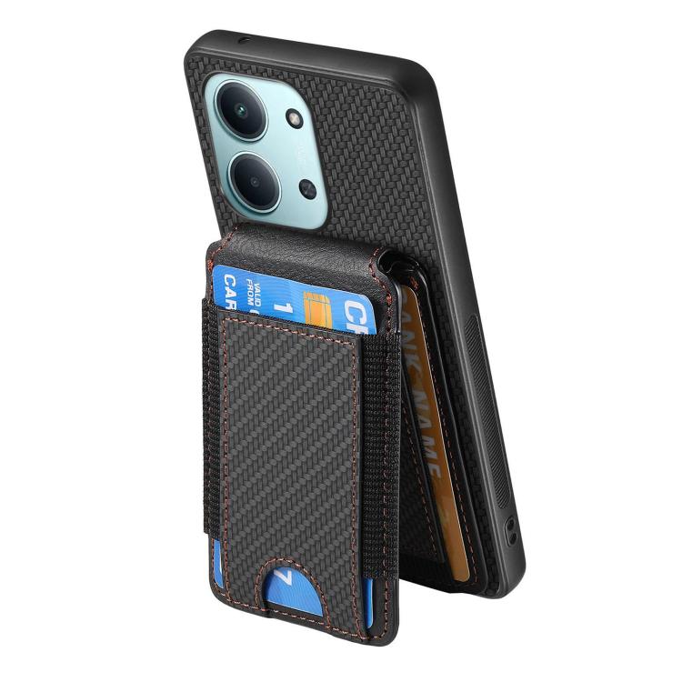 For Redmi 15C 5G / 4G Glodal 171mm Carbon Fiber Vertical Flip Wallet Stand Phone Case