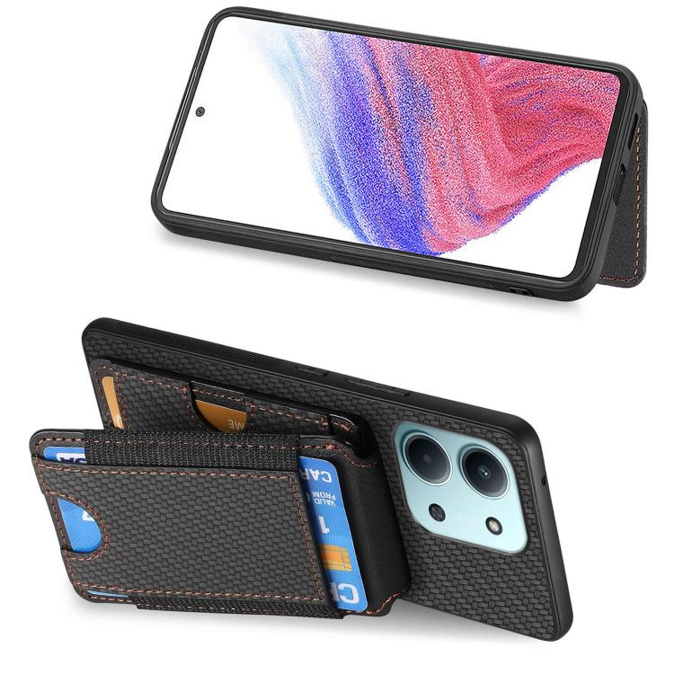 For Redmi 15C 5G / 4G Glodal 171mm Carbon Fiber Vertical Flip Wallet Stand Phone Case