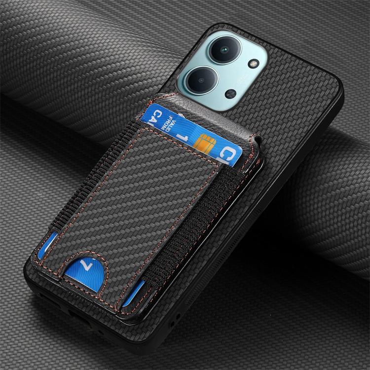 For Redmi 15C 5G / 4G Glodal 171mm Carbon Fiber Vertical Flip Wallet Stand Phone Case