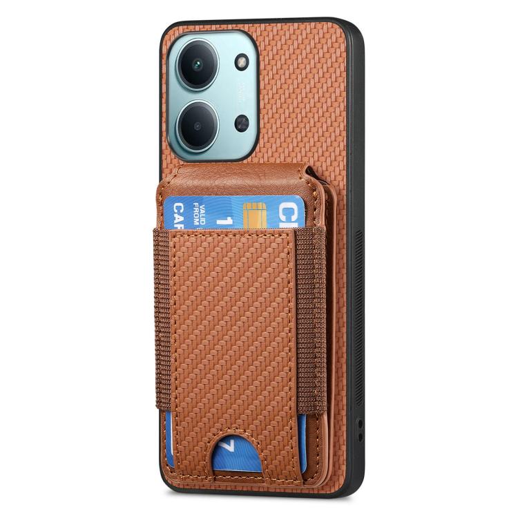 For Redmi 15C 5G / 4G Glodal 171mm Carbon Fiber Vertical Flip Wallet Stand Phone Case
