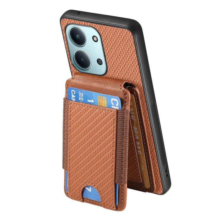 For Redmi 15C 5G / 4G Glodal 171mm Carbon Fiber Vertical Flip Wallet Stand Phone Case