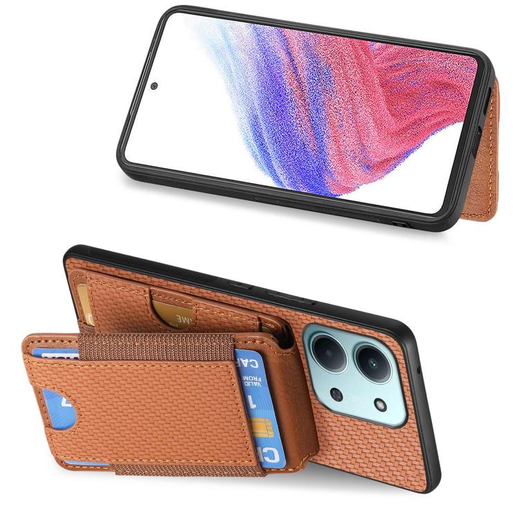 For Redmi 15C 5G / 4G Glodal 171mm Carbon Fiber Vertical Flip Wallet Stand Phone Case