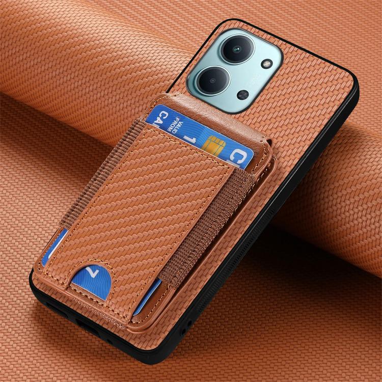 For Redmi 15C 5G / 4G Glodal 171mm Carbon Fiber Vertical Flip Wallet Stand Phone Case