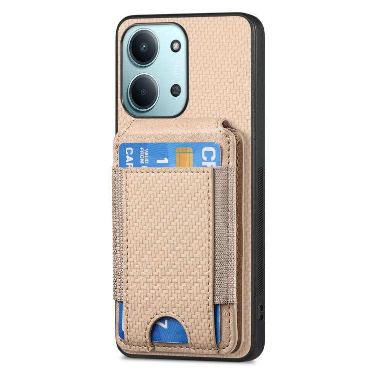 For Redmi 15C 5G / 4G Glodal 171mm Carbon Fiber Vertical Flip Wallet Stand Phone Case