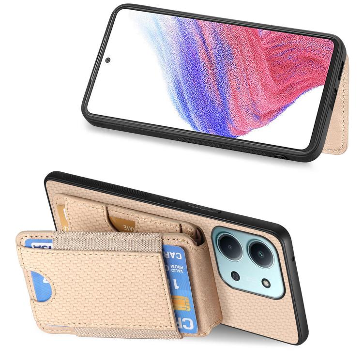 For Redmi 15C 5G / 4G Glodal 171mm Carbon Fiber Vertical Flip Wallet Stand Phone Case