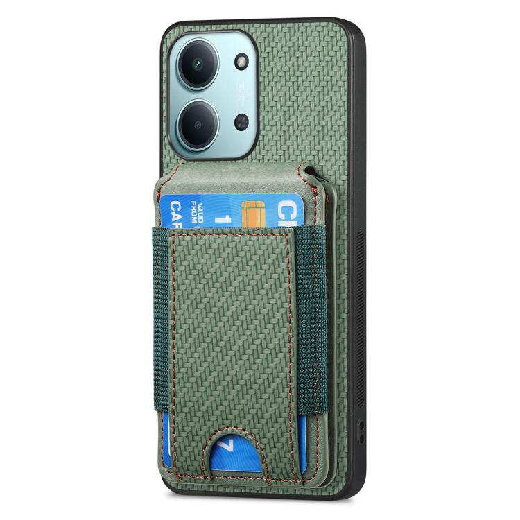 For Redmi 15C 5G / 4G Glodal 171mm Carbon Fiber Vertical Flip Wallet Stand Phone Case