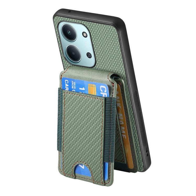 For Redmi 15C 5G / 4G Glodal 171mm Carbon Fiber Vertical Flip Wallet Stand Phone Case