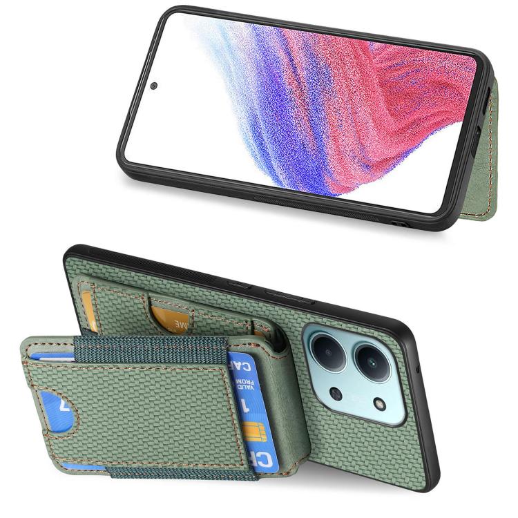 For Redmi 15C 5G / 4G Glodal 171mm Carbon Fiber Vertical Flip Wallet Stand Phone Case