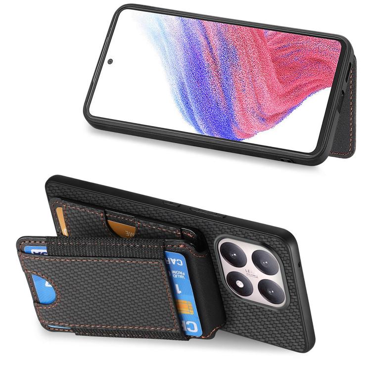 For Xiaomi 15T Carbon Fiber Vertical Flip Wallet Stand Phone Case
