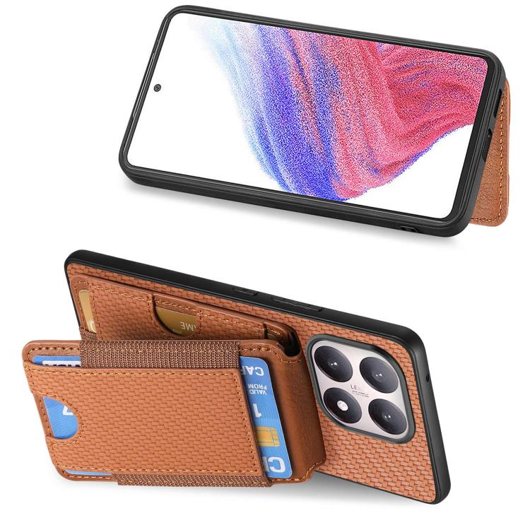 For Xiaomi 15T Carbon Fiber Vertical Flip Wallet Stand Phone Case