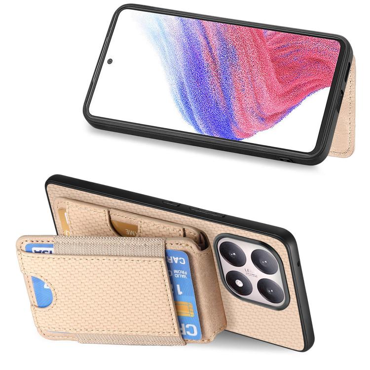 For Xiaomi 15T Carbon Fiber Vertical Flip Wallet Stand Phone Case