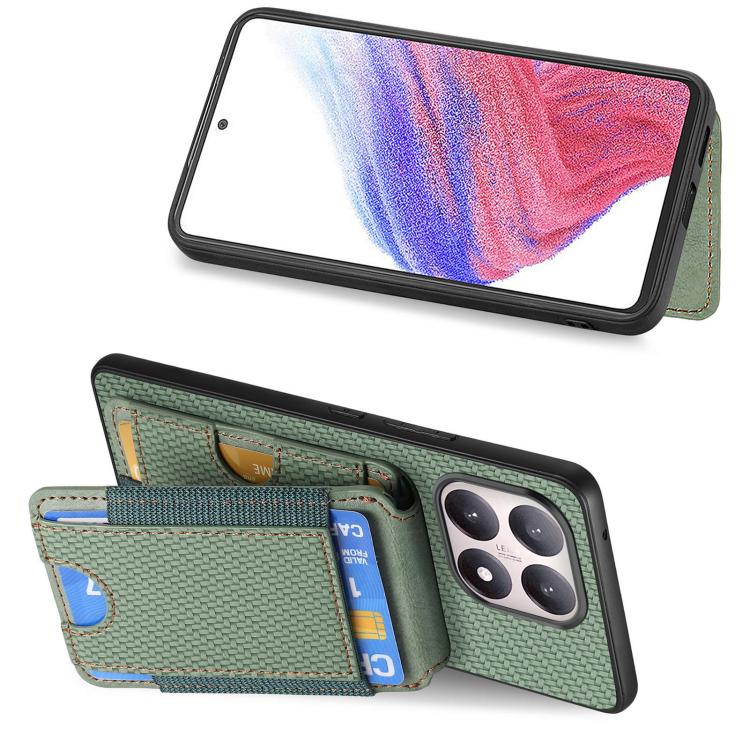 For Xiaomi 15T Carbon Fiber Vertical Flip Wallet Stand Phone Case