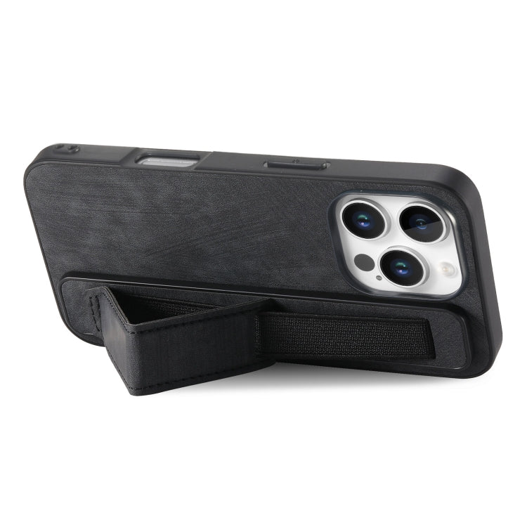For iPhone 16 Pro Max Retro Wristband Holder Leather Back Phone Case