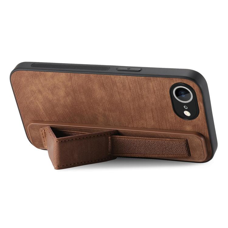 For iPhone 17e / 16e Retro Wristband Holder Leather Back Phone Case