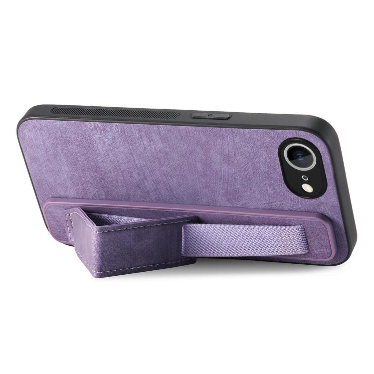 For iPhone 17e / 16e Retro Wristband Holder Leather Back Phone Case