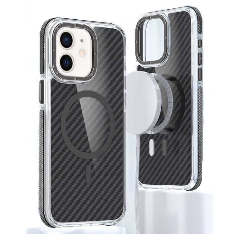 For iPhone 12 Magsafe Dual-Color Carbon Fiber Phone Case