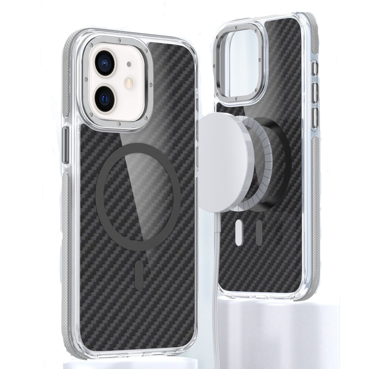 For iPhone 12 Magsafe Dual-Color Carbon Fiber Phone Case