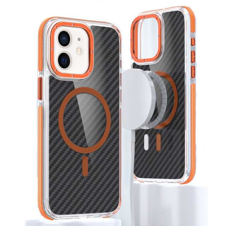 For iPhone 12 Magsafe Dual-Color Carbon Fiber Phone Case