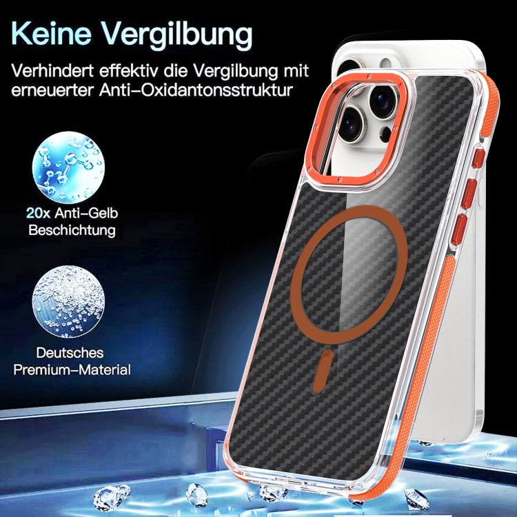 For iPhone 15 Pro Magsafe Dual-Color Carbon Fiber Phone Case