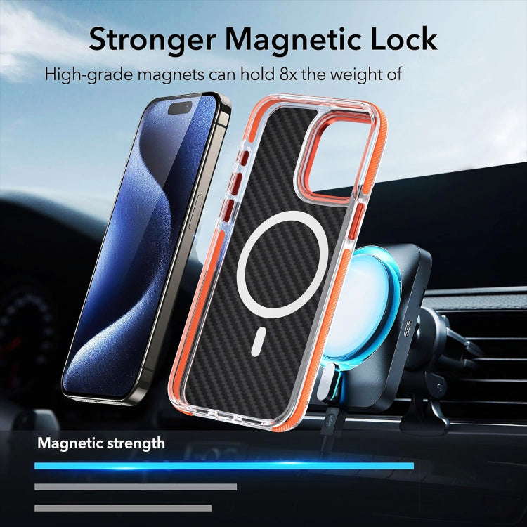 For iPhone 15 Pro Magsafe Dual-Color Carbon Fiber Phone Case