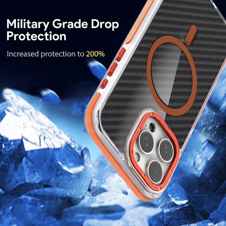 For iPhone 15 Pro Magsafe Dual-Color Carbon Fiber Phone Case