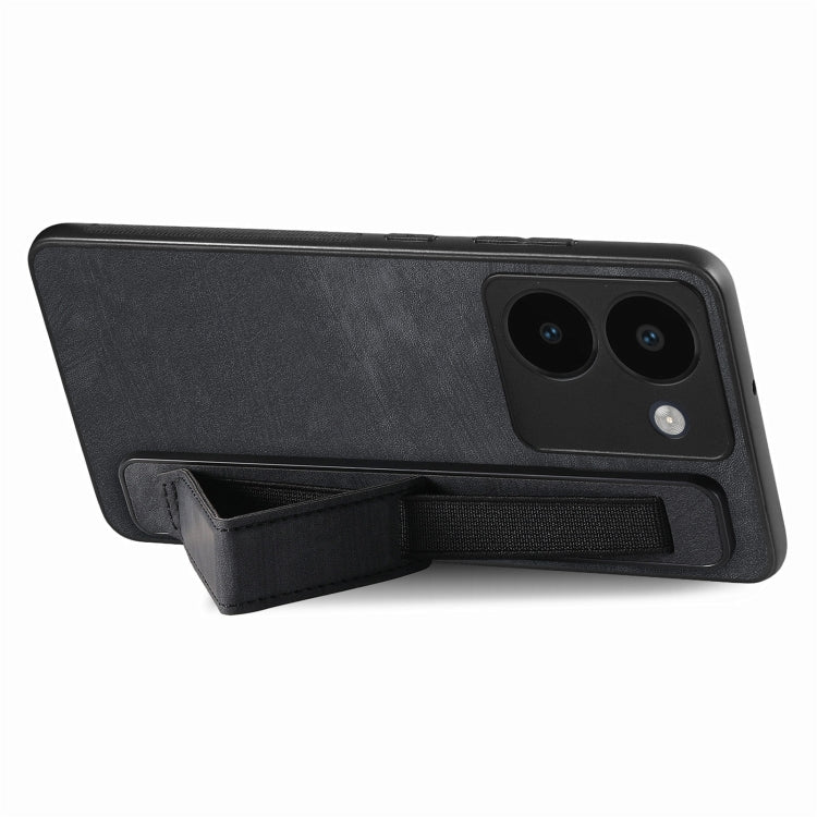 For vivo S18 Retro Wristband Holder Leather Back Phone Case