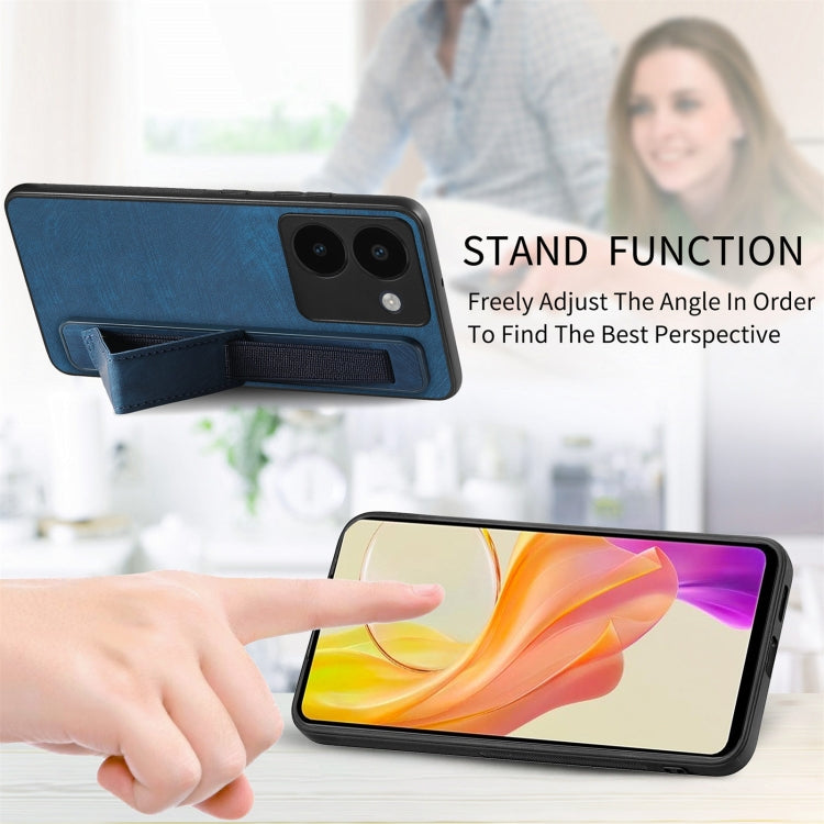For vivo Y100 Retro Wristband Holder Leather Back Phone Case