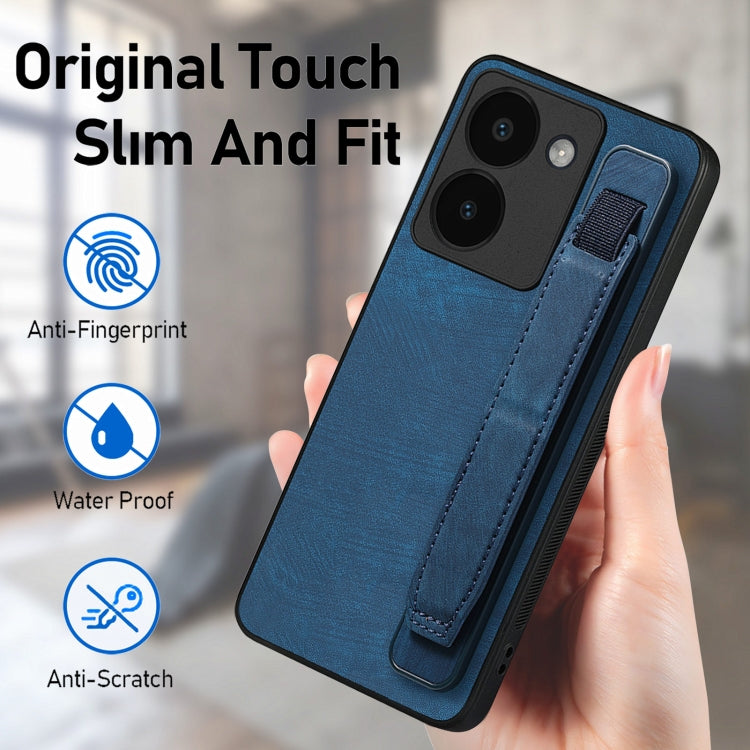 For vivo Y100 Retro Wristband Holder Leather Back Phone Case