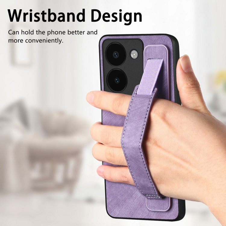 For vivo Y100 Retro Wristband Holder Leather Back Phone Case