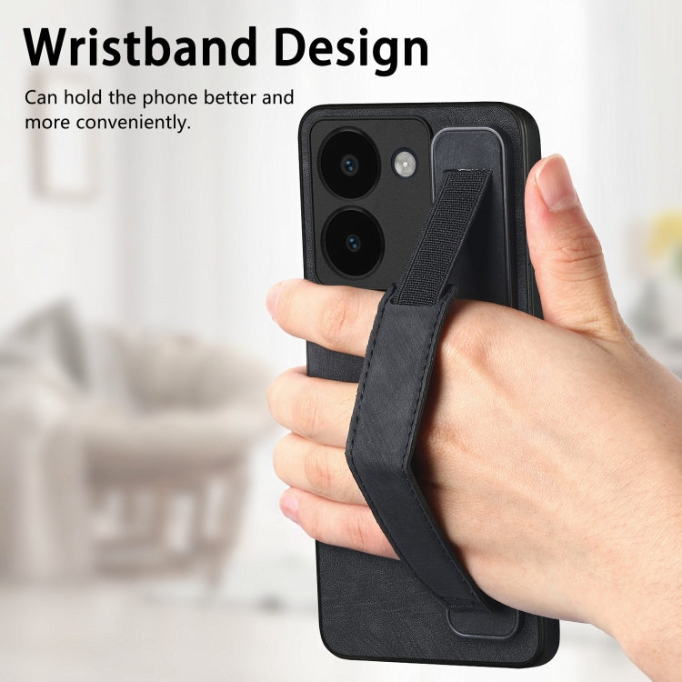 For vivo V25 Pro Retro Wristband Holder Leather Back Phone Case