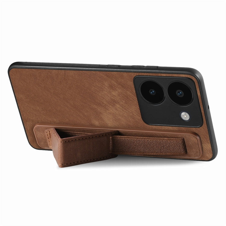 For vivo V25 Retro Wristband Holder Leather Back Phone Case