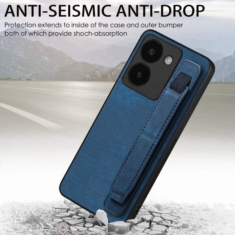 For vivo V25 Retro Wristband Holder Leather Back Phone Case