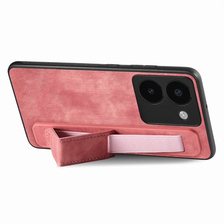For vivo S16 / V27 Retro Wristband Holder Leather Back Phone Case