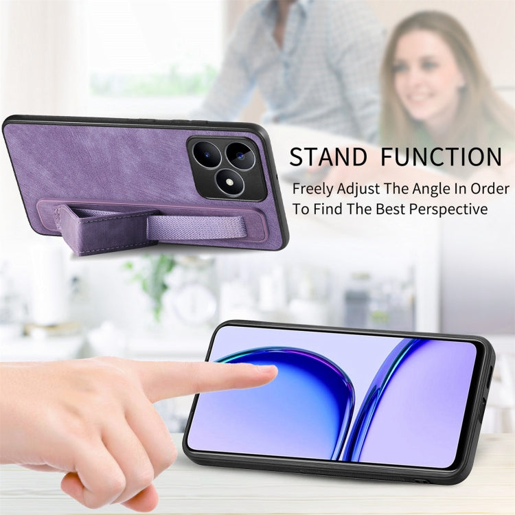 For Realme 10 Pro+ Retro Wristband Holder Leather Back Phone Case