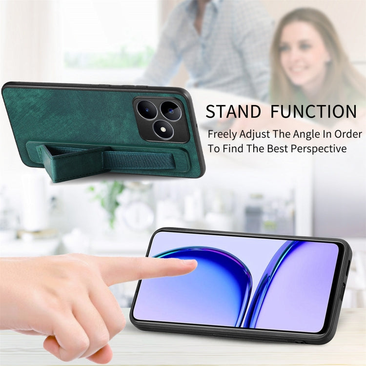 For Realme C30S Retro Wristband Holder Leather Back Phone Case