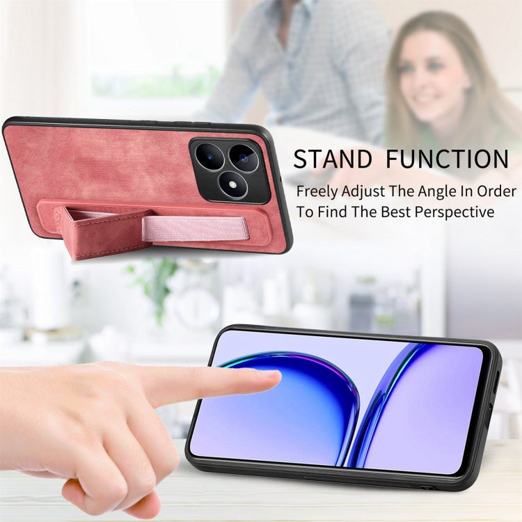 For Realme 9 Pro+ Retro Wristband Holder Leather Back Phone Case